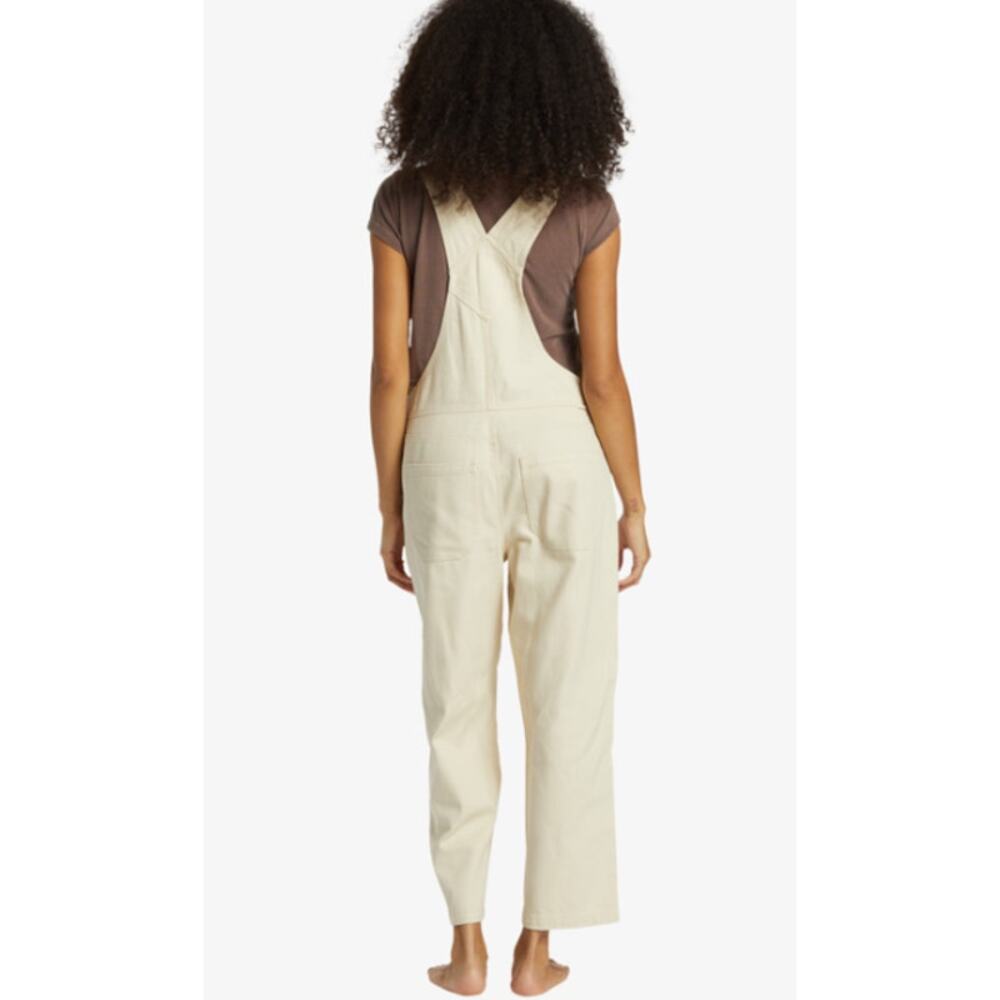 Billabong Sand Canyon Women White Cap Denim Overalls Medium NWT - Picture 3 of 5